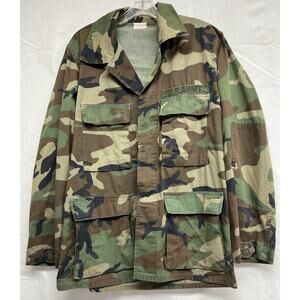 Vintage 80s U.S. Army Woodland Camo BDU Field Coat - Medium Regular/Heavy Twill